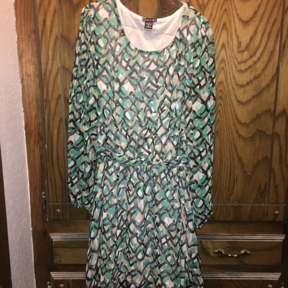 Long Sheer Sleeve Multicolored Dress